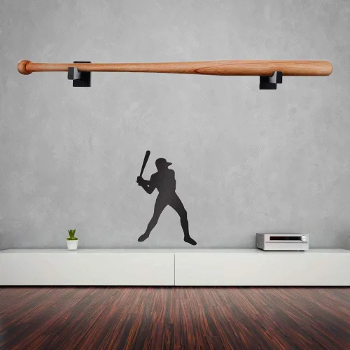 Miniatura 5 de Orga'Neat Estuche de exhibición para bate de béisbol, soporte de pared para bate colgador, estante horizontal de árbol de fresno sólido hecho a mano
