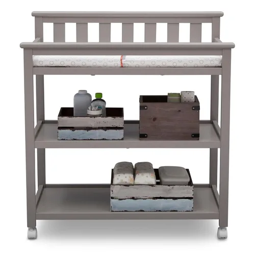 Miniatura 4 de Delta Children Cambiador plano con ruedas y cambiador - Certificado Greenguard Gold, gris