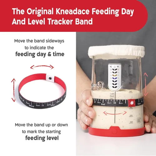 Miniatura 3 de KNEADACE Pro - Kit de inicio de masa madre – Tarro de fermentación de vidrio de gran capacidad de 34 onzas con tapa y rastreador, fermentador básico