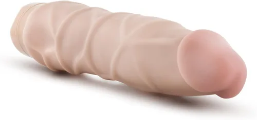 Miniatura 4 de Blush Dr. Skin Cock Vibe #1: Consolador vibrador largo de 9 pulgadas ~ Vibrador silencioso de múltiples velocidades de 2 pulgadas de ancho ~ Beige