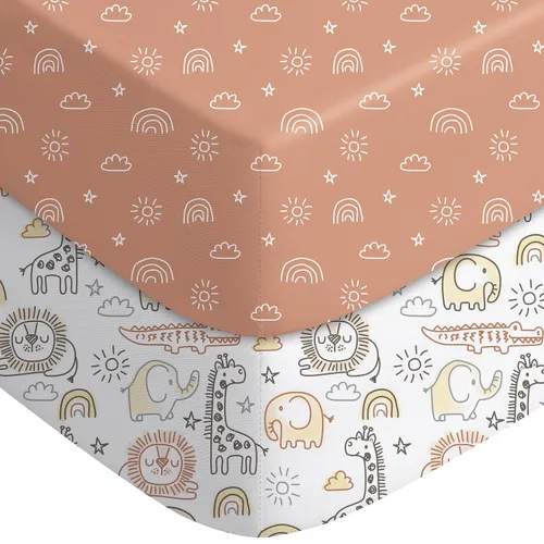 Miniatura 16 de Yoofoss Sábanas para cuna de bebé para niños y niñas, paquete de 2 sábanas bajeras para cuna estándar y colchón de niño pequeño, sábana de Zorro