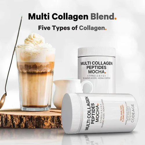 Miniatura 3 de Codeage Proteína en polvo de péptidos de colágeno múltiple, café instantáneo de chocolate moca - Bebida y batido gourmet de café Knoa - Colágeno