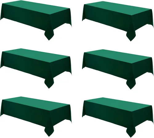 Miniatura 30 de Mantel rectangular de 60 x 102 pulgadas, color blanco, 1 paquete de manteles para 6ft, resistentes a las manchas, decorativo, lavable, de poliéster