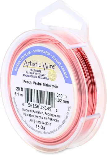 Miniatura 27 de Artistic Wire, alambre para manualidades de calibre 22 bañado en plata, resistente a las manchas, color cobre, blanco, 9,1 m