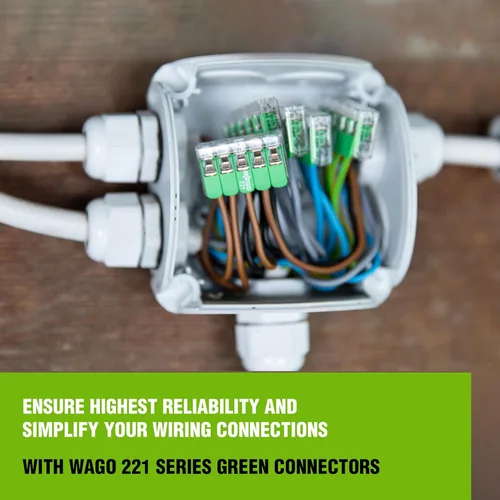 Miniatura 8 de WAGO 221 Series Green Range 36 conectores de cable de empalme compactos, incluye (16 tuercas de palanca 221-422) (12 x 221-423) (8 x 221-425)