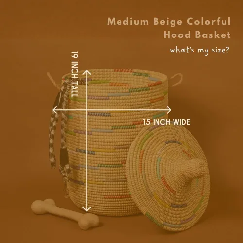Miniatura 3 de Cesta de almacenamiento, patrón colorido en beige, 15 pulgadas de ancho, 19 pulgadas de alto