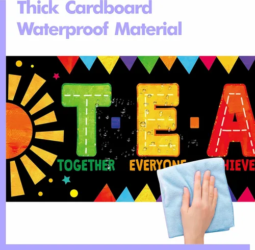Miniatura 4 de Póster de pancarta para aula, 2 piezas coloridas para decoración de tablón de anuncios, carteles motivacionales para escuela y aula, jardín