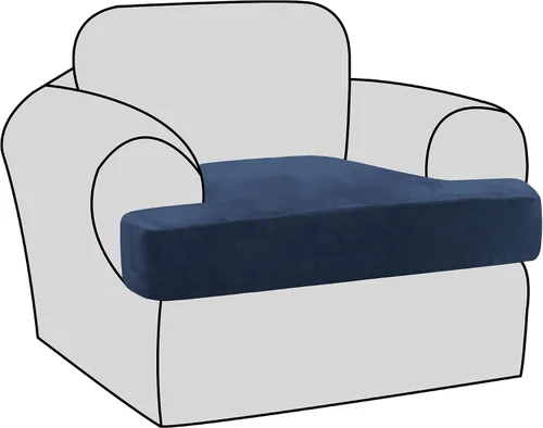 Miniatura 17 de H.VERSAILTEX Fundas de terciopelo elástico para silla con cojín en forma de T para sala de estar, funda de sofá, funda de asiento con cojín