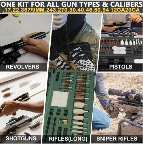 Miniatura 5 de iunio Kit de limpieza universal de pistola, con alfombrilla y funda, escobillas de latón completas, varillas y adaptadores, para todas las pistolas