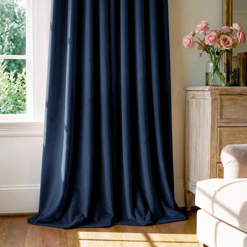 Miniatura 7 de StangH Cortinas de terciopelo azul marino – Hermosas cortinas de terciopelo suave para decoración del hogar, cortinas opacas con aislamiento térmico