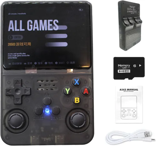 Consola de juegos retro de mano R36S, pantalla HD IPS de 3.5 pulgadas, batería de 3200mAh, 128G con más de 20000 juegos integrados, más de 20