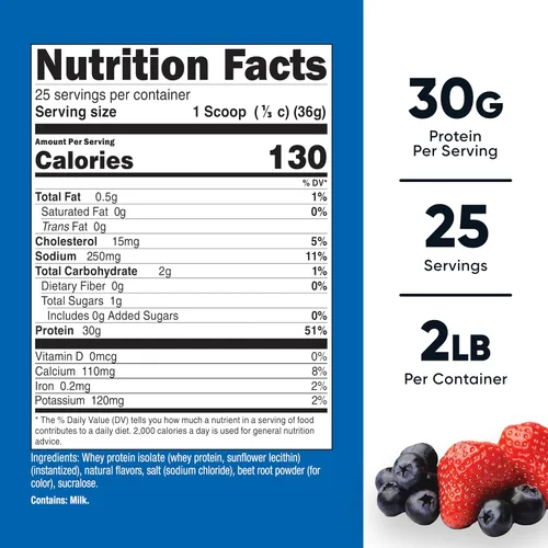 Miniatura 2 de Nutricost Aislado de proteína de suero (acai de fresa, 2 libras)