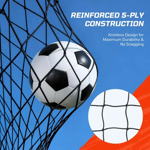 Miniatura 6 de Haokelball Portería de fútbol portátil para patio trasero, red de fútbol de 12 x 6 pies con poste de metal para práctica de adultos y jóvenes