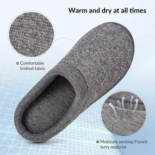 Miniatura 5 de Pantuflas de algodón caliente y espuma viscoelástica. Tejidas. Para la casa. Suela antideslizante.