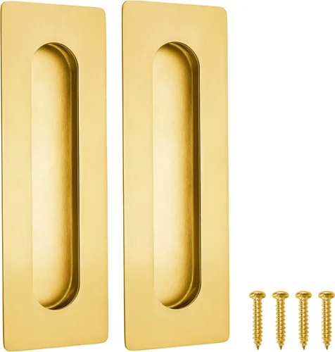 Miniatura 15 de Malimali Tiradores Empotrados al Ras para Dedos - Herrajes de Tirador de Puerta Rectangular de Acero Inoxidable Negro Mate de 6 Pulgadas