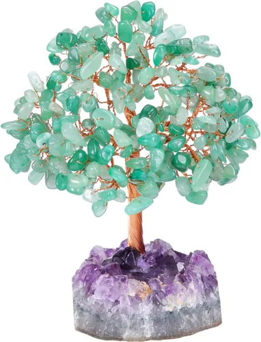 Miniatura 12 de Jovivi - Árbol de dinero de cristal curativo de amatista natural + cuarzo transparente + cuarzo rosa en base de geoda de druzy de amatista, Cuarzo