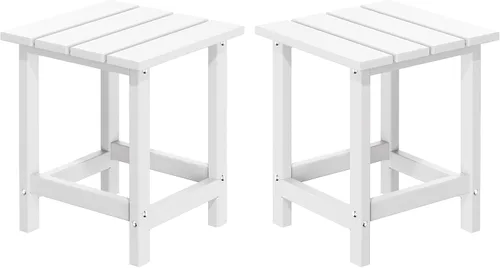 Miniatura 14 de MUCHENGHY Adirondack Mesa auxiliar para exteriores, mesa auxiliar de patio de 14.7 pulgadas, resistente a la intemperie, mesas auxiliares de Blanco