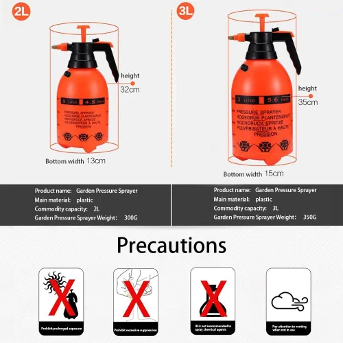 Miniatura 3 de 2 pulverizadores de bomba de jardín de 68 oz/0.5 galones, botella de presión de mano de latón, boquilla ajustable de gran capacidad para agua