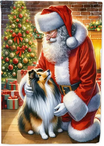 Miniatura 113 de Caroline's Treasures DAC4159CHF - Bandera de casa de Husky siberiano y Papá Noel para porche, grande, para colgar en la pared, poliéster