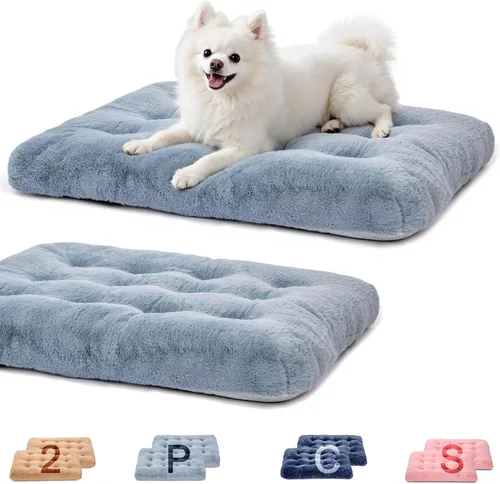 Miniatura 10 de Paquete de 2 camas lavables para perros, camas de lujo de felpa para perros con antideslizante, cómoda colchoneta para dormir para perros grandes