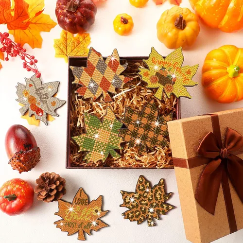 Miniatura 7 de 12 posavasos de arte de diamantes de otoño, calabaza, hoja de arce, Acción de Gracias, bricolaje, pintura con soporte, kit de bricolaje