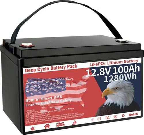 Miniatura 8 de Batería de litio LiFePO4 de 12 V 100 Ah, grupo 31 1280 Wh, batería de fosfato de hierro y litio de más de 8000 ciclos profundos, larga vida útil