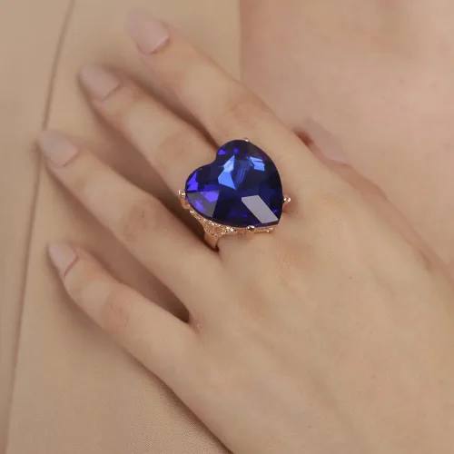 YERTTER Anillo grueso con forma de corazón de cristal multicolor para mujer, anillo vintage ajustable y elegante, anillo de banda de diamantes de