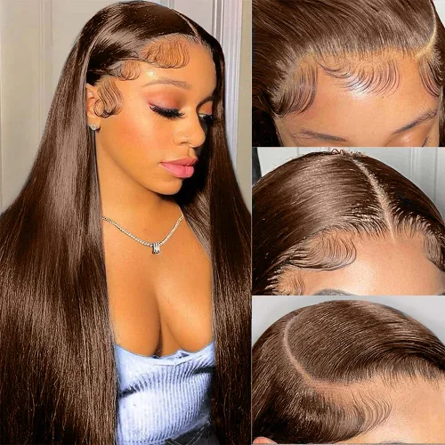 Miniatura 8 de Peluca de encaje frontal de cabello humano ondulada tipo body wave de 13x6. Peluca de cabello humano predepilada con cabello de bebé. Peluca