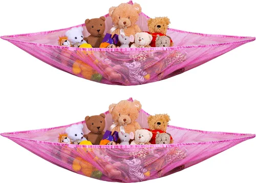 Miniatura 10 de Handy Laundry Hamaca de Juguete Jumbo, Blanca, Organiza Animales de Peluche y Juguetes para Niños con esta Hamaca de Malla, Gran Decoración, Blanco