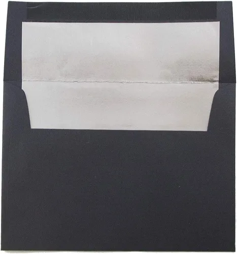 Miniatura 23 de JAM PAPER Sobres de invitación forrados de papel de aluminio de 3 7/8 x 8 1/8, color blanco con lámina dorada, paquete de 50 unidades Papel dorado