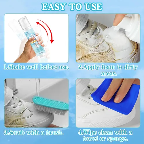 Miniatura 6 de Kit de limpieza de zapatos, limpiador de zapatos blanco de 6.76 onzas, elimina la suciedad y las manchas, kit de limpiador de zapatos con cepillo