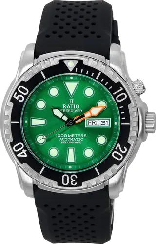RATIO FreeDiver Reloj de buceo seguro para helio, cristal de zafiro automático, reloj de buceo resistente al agua de 3,280.8 ft para hombre