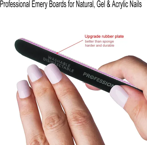 Miniatura 3 de 15 limas de uñas y pulidor con caja de almacenamiento, kit profesional de manicura y pedicura, bloque de tampón blanco, reutilizable, lima de uñas