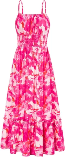 GRACE KARIN Vestido largo de verano para mujer, sin mangas, floral, tirantes delgados, fruncido, bohemio, para playa, con bolsillos