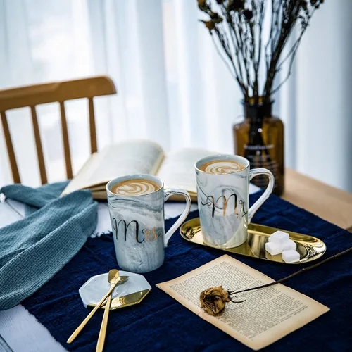 Miniatura 4 de Jumway Tazas de café Mr and Mrs – Regalos de boda – Juego de tazas Mr and Mrs – para novia y novio – Regalos para despedida de soltera, compromiso
