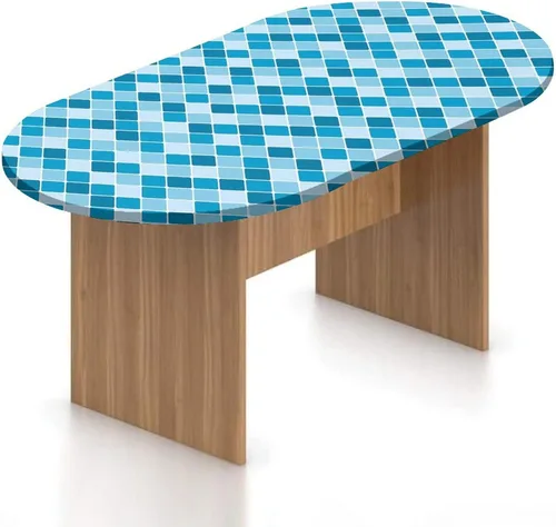 Miniatura 8 de XISUNYA Mantel ajustable ovalado de poliéster con bordes elásticos, color azul claro, estampado de palmeras de verano tropicales, se adapta a mesas