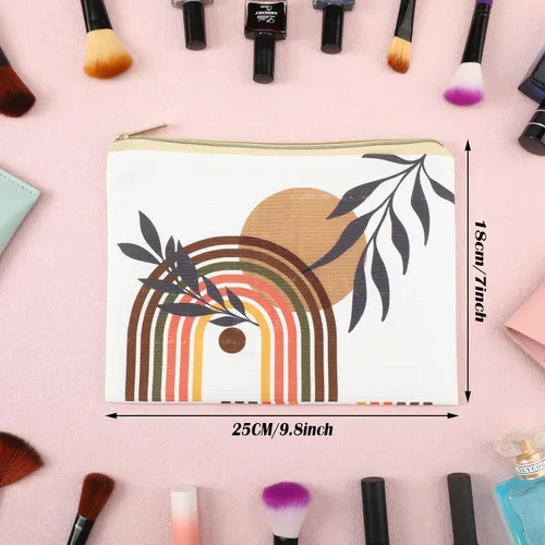 Miniatura 4 de Pinkunn 6 bolsas de maquillaje bohemias, regalos a granel para mujeres, bolsas de cosméticos con cremallera bohemia, bolsa de maquillaje estética