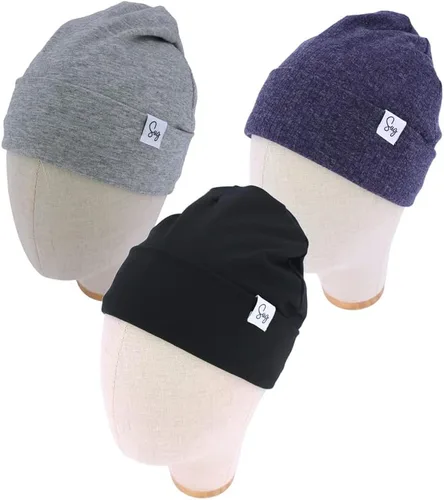 Miniatura 100 de Gorro de punto para recién nacido, para niños y niñas, con forro de satén sedoso, gorro para niños pequeños