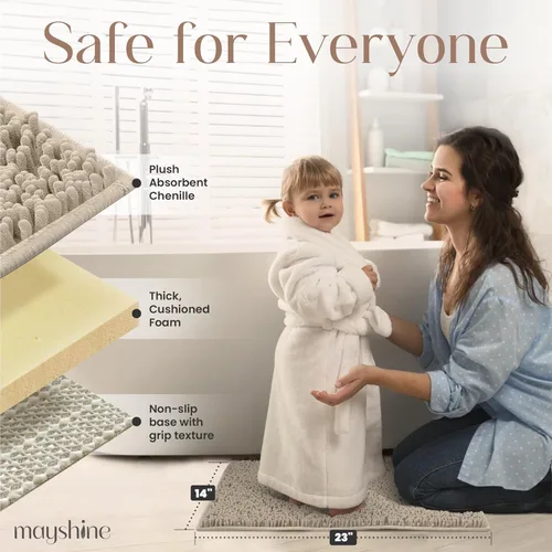 Miniatura 4 de MAYSHINE Alfombra de Baño de Chenilla Suave y Peluda Extra Suave, Súper Absorbente, Alfombra de Baño Antideslizante Microfibra Esponjosa