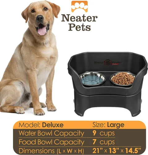 Miniatura 4 de Neater Pet Brands Neater Feeder Deluxe Cuencos para perros a prueba de derrames elevados para perros grandes de más de 40 libras, fabricado en EE.
