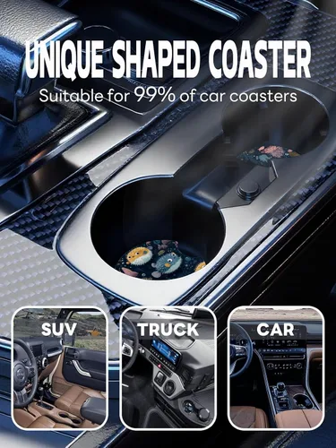 Miniatura 6 de WOCOCN Posavasos para automóvil, portavasos para automóvil, 2.75 pulgadas, antideslizantes y absorbentes, bonitos accesorios interiores para Negro