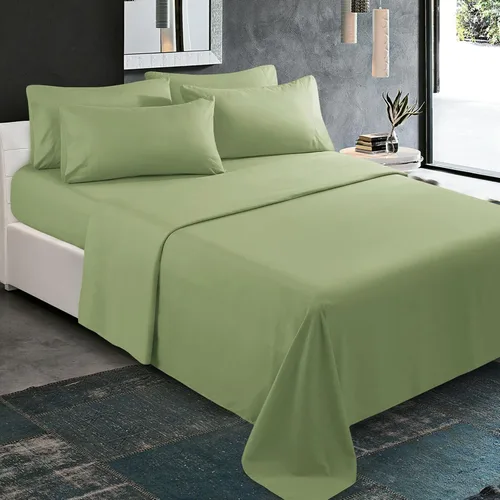 Miniatura 12 de KBC linen Juego de sábanas de lujo de 6 piezas para hotel, 100% algodón, sábana bajera ajustable de 21 a 24 pulgadas, sin arrugas, juego de ropa