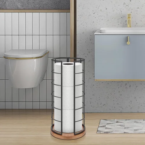 Miniatura 9 de NearMoon Soporte organizador de papel higiénico, almacenamiento independiente de 3 rollos de pañuelos, accesorio de baño de metal, soporte de rollo