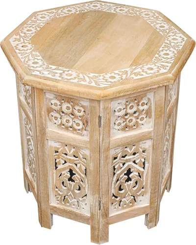 Miniatura 29 de Mesa de café de madera, mesa auxiliar con pilar individual, mesa pequeña, mesita de noche, mesa lateral, mesa de cabecera, mesa lateral de sala