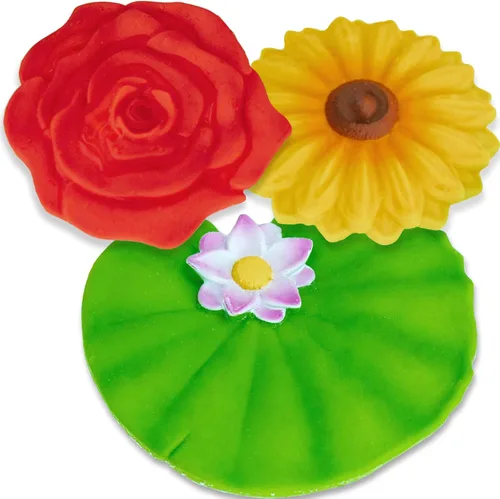 SplashEZ Juguetes de Baño Sin Moho para Niños y Niños Pequeños | Juguetes de Baño para Bebés Sin Agujeros | Flores Flotantes Sin Moho para Bañera