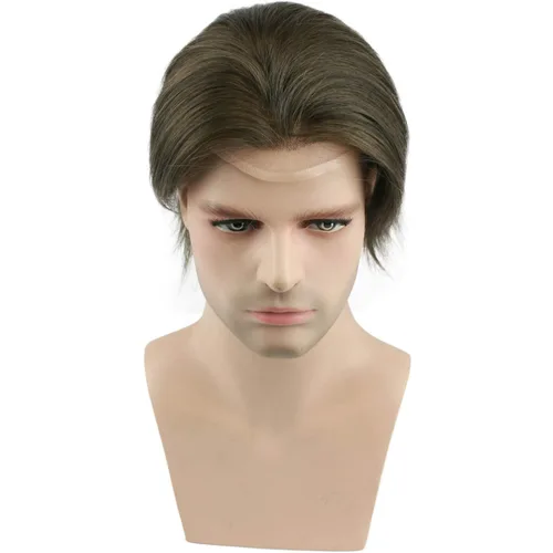 Miniatura 2 de Voloria Tupé de cabello humano virgen europeo para hombres con encaje suizo transparente de 10 x 8 pulgadas, extensiones rectas para hombres #6