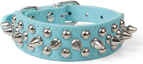 Miniatura 9 de Collares de piel sintética ajustable con remaches y tachuelas de hongos para gatos, cachorros, perros