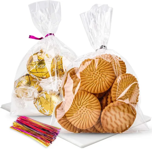 Miniatura 14 de LOKIQNG 150 PAQUETES Bolsas de Celofán de Navidad Bolsas de Regalo para Dulces y Galletas con Ataduras Giratorias para Recuerdos de Fiesta