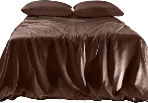 Miniatura 22 de Elegant Comfort Lujoso juego de sábanas de satén sedoso de 4 piezas, agradable para la piel y el cabello, resistente a las arrugas, la decoloración