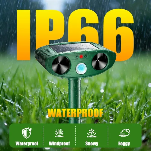 Miniatura 5 de Repelente de animales ultrasónico solar mejorado 2026 Repelente de animales para exteriores con sensor de movimiento, luz flash, repelente